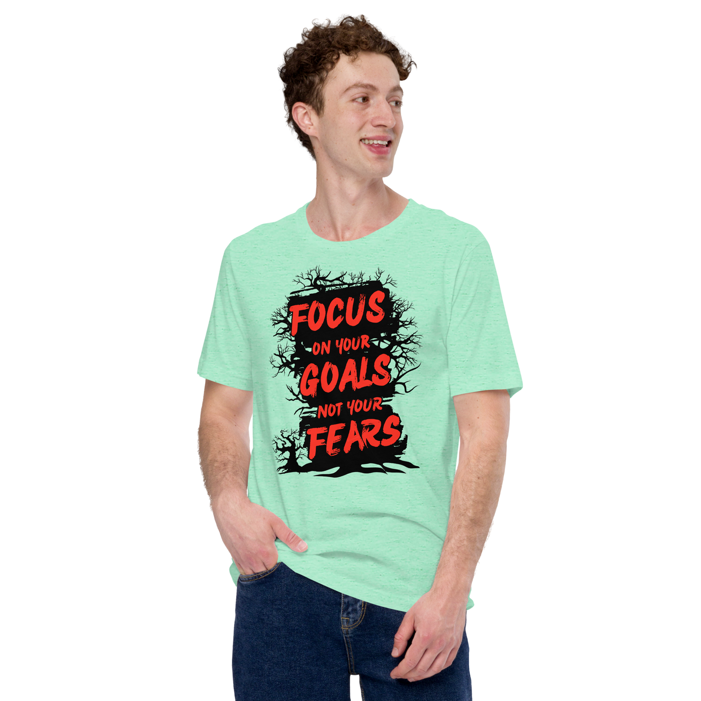 Focus On Your Goals Not Your Fears | Men Round Neck Half Sleeve T-shirt