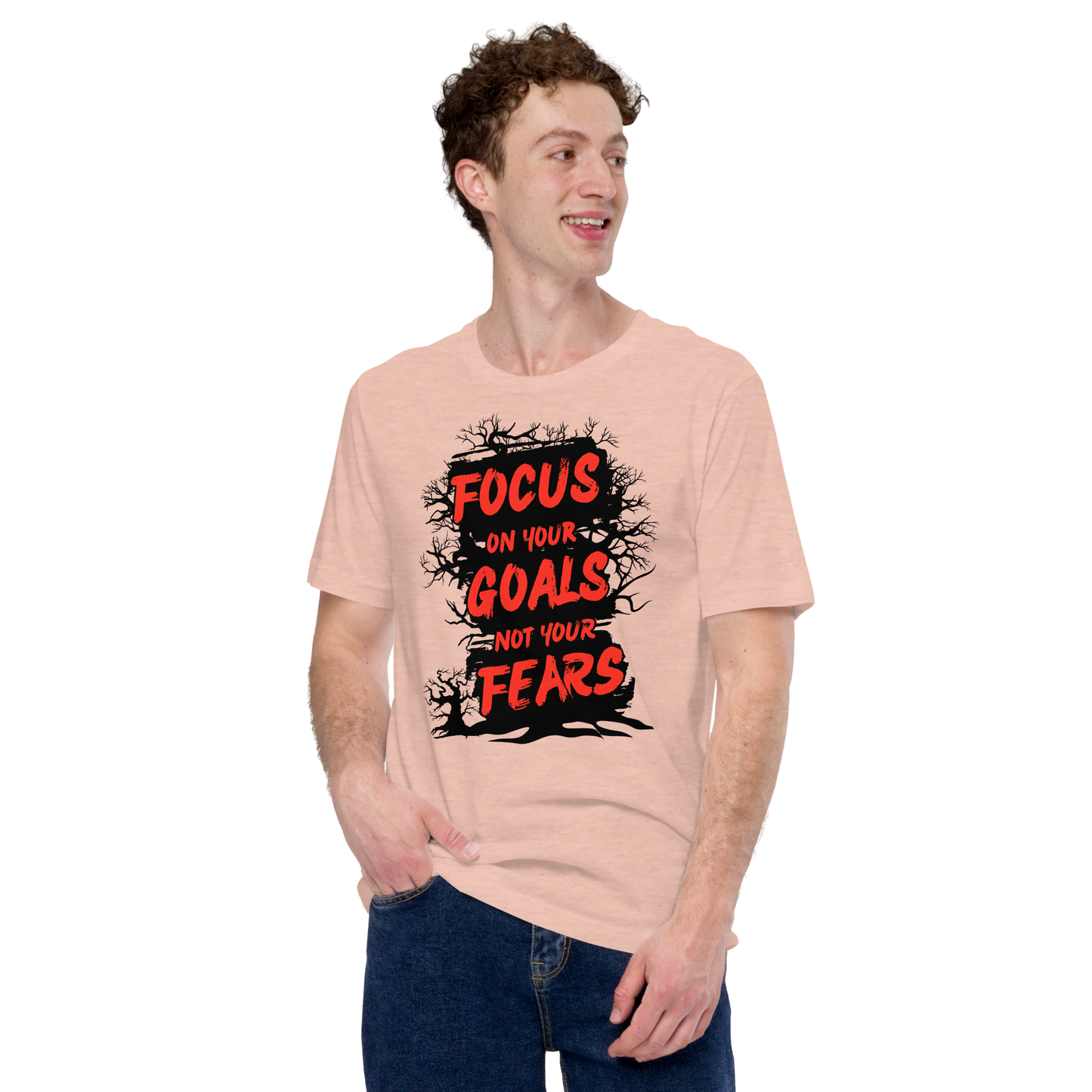 Focus On Your Goals Not Your Fears | Men Round Neck Half Sleeve T-shirt
