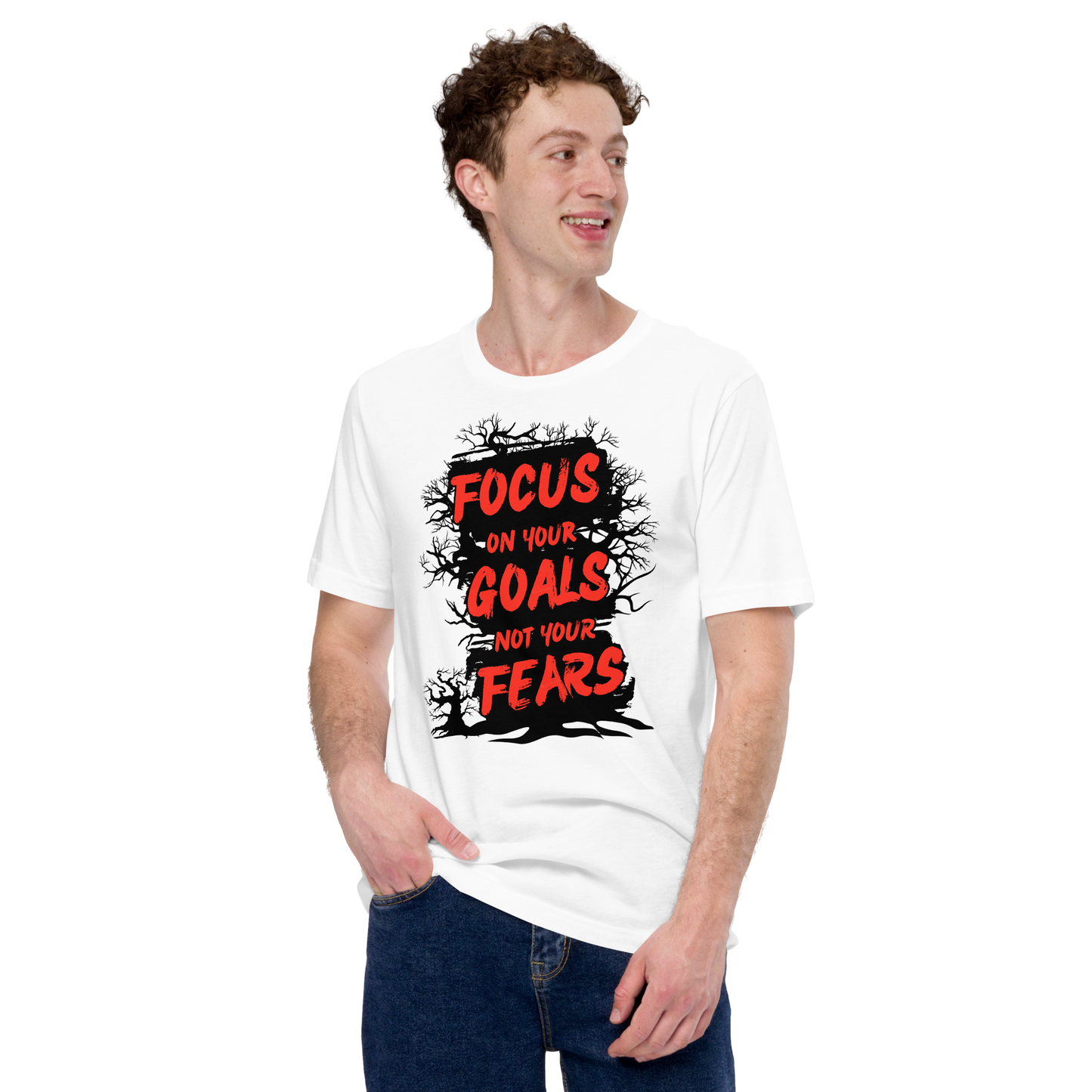 Focus On Your Goals Not Your Fears | Men Round Neck Half Sleeve T-shirt